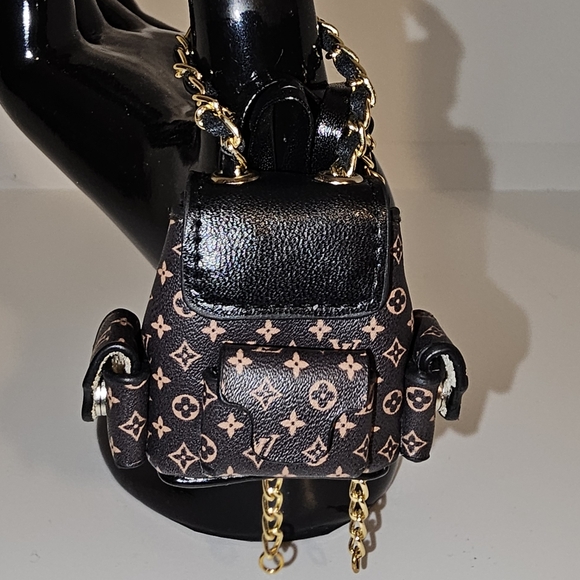 Source Unknown Handbags - Brown Mini Backpack Charm Or Accessory